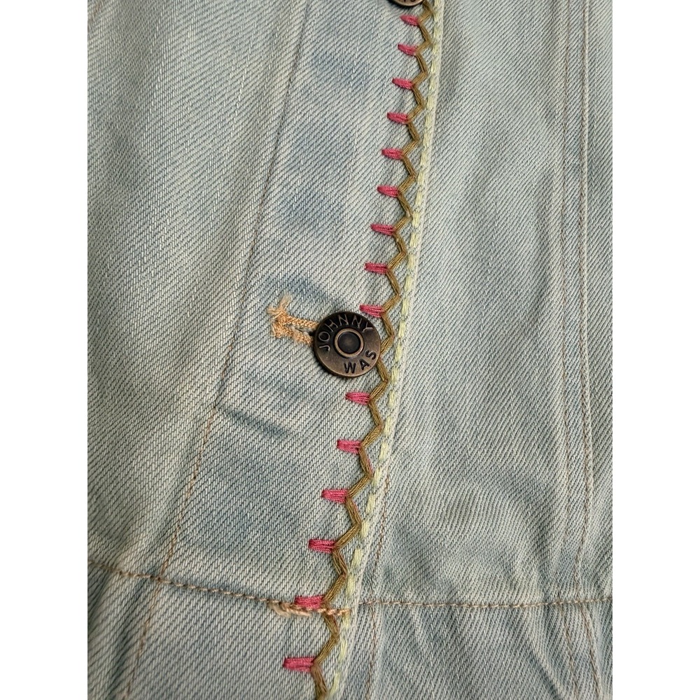 Johnny Was Denim Floral Embroidered Jacket Sz XL - Picture 3 of 11